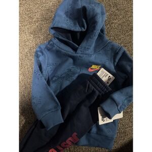 Nike baby boys size 12 Months two-piece sweatsuit hoodie sweatpants Blue